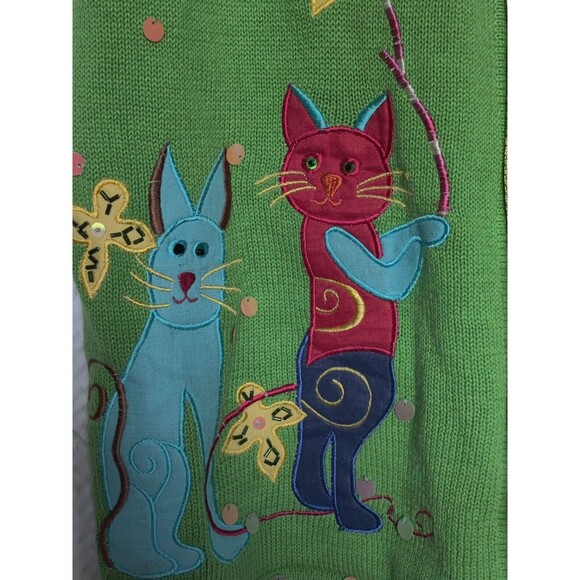 Vtg Ashlyn Kate Womens Green V Neck Short Sleeve Cardigan Sweater Sz‎ S - Picture 4 of 7